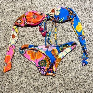 Farm Rio Strapless Colorful Floral Bikini Set
